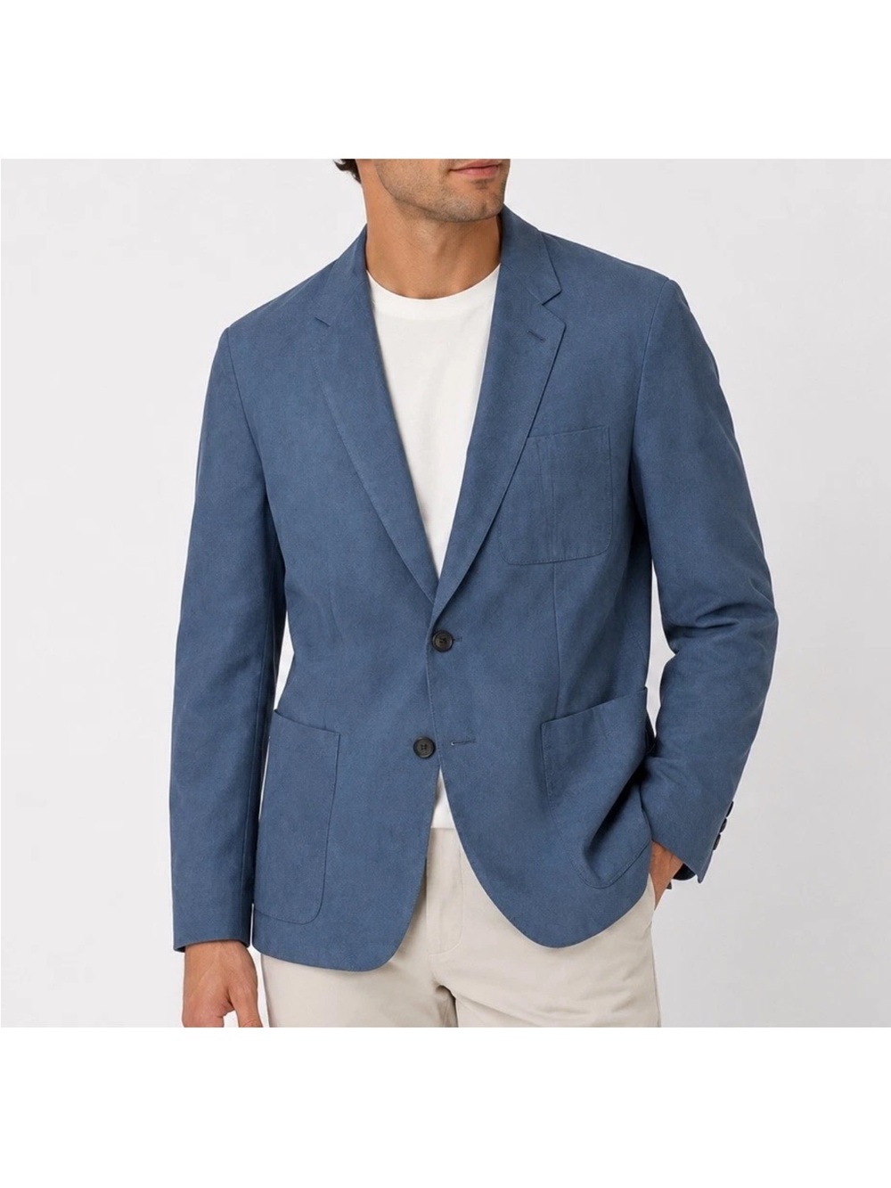 Vintage Ultrasuede Blazer Men’s 44R Blue Sport Coat Made USA Retro